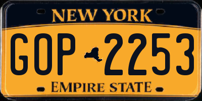NY license plate GOP2253