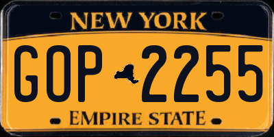 NY license plate GOP2255