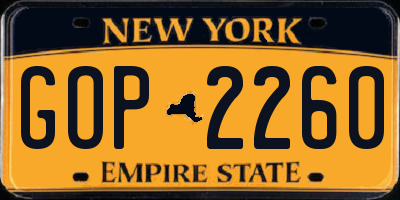 NY license plate GOP2260