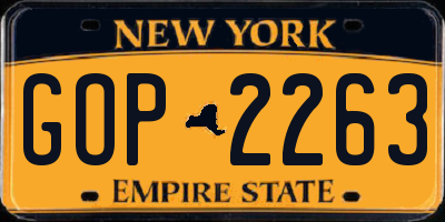 NY license plate GOP2263
