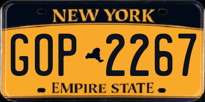 NY license plate GOP2267