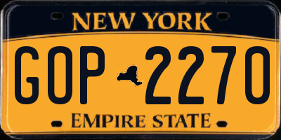 NY license plate GOP2270
