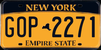 NY license plate GOP2271