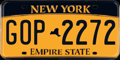 NY license plate GOP2272