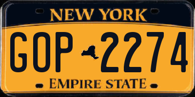 NY license plate GOP2274
