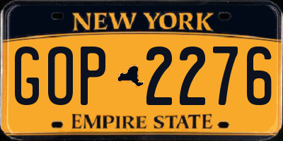 NY license plate GOP2276