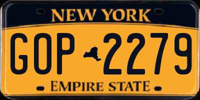 NY license plate GOP2279