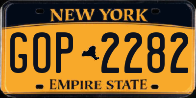 NY license plate GOP2282