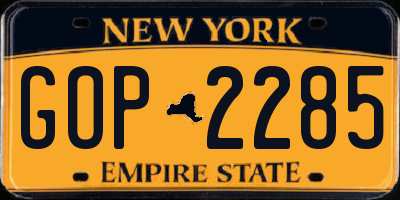 NY license plate GOP2285