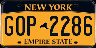 NY license plate GOP2286