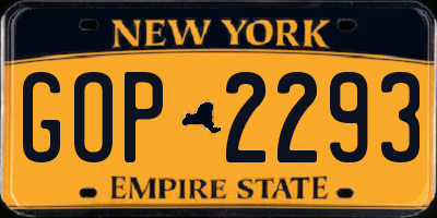 NY license plate GOP2293