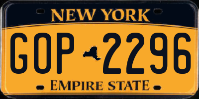 NY license plate GOP2296