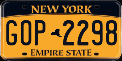 NY license plate GOP2298