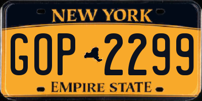 NY license plate GOP2299