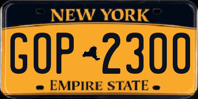 NY license plate GOP2300