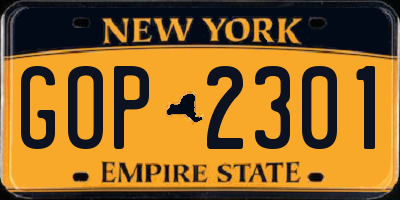 NY license plate GOP2301
