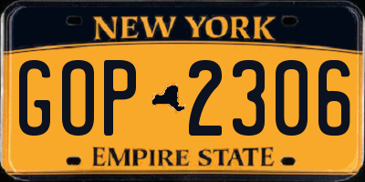NY license plate GOP2306