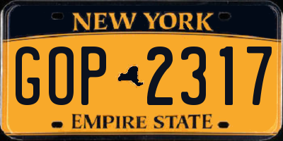 NY license plate GOP2317