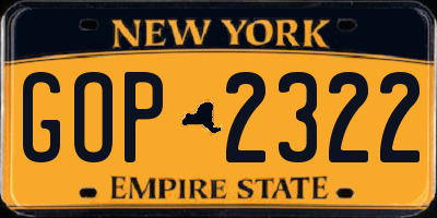 NY license plate GOP2322