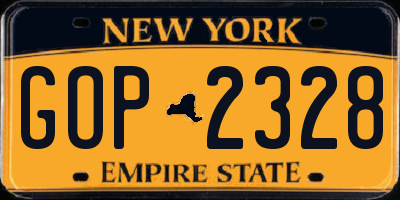 NY license plate GOP2328