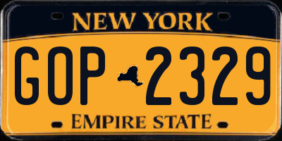 NY license plate GOP2329
