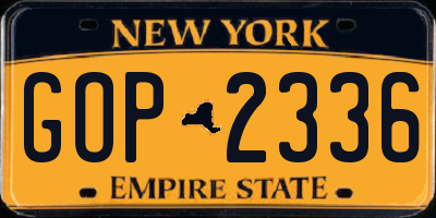 NY license plate GOP2336