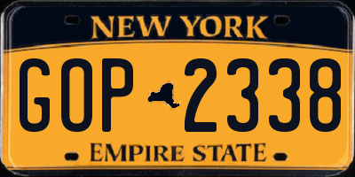 NY license plate GOP2338