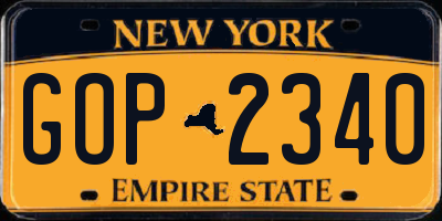 NY license plate GOP2340