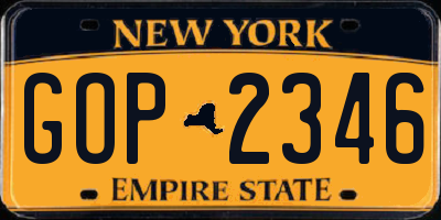 NY license plate GOP2346