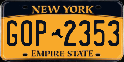 NY license plate GOP2353
