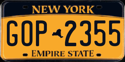 NY license plate GOP2355