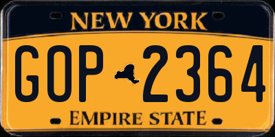 NY license plate GOP2364