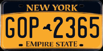 NY license plate GOP2365