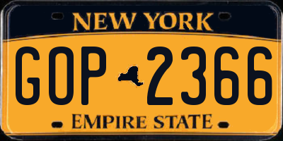 NY license plate GOP2366