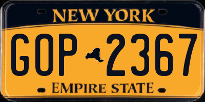 NY license plate GOP2367