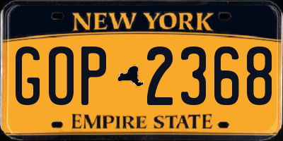 NY license plate GOP2368