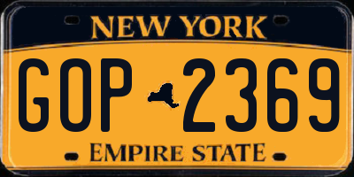 NY license plate GOP2369