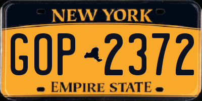 NY license plate GOP2372