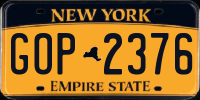 NY license plate GOP2376