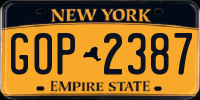 NY license plate GOP2387