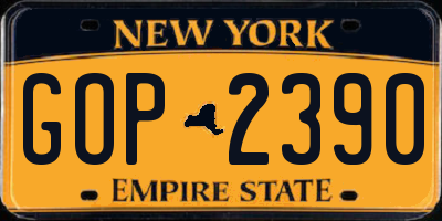 NY license plate GOP2390