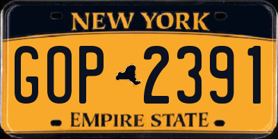 NY license plate GOP2391
