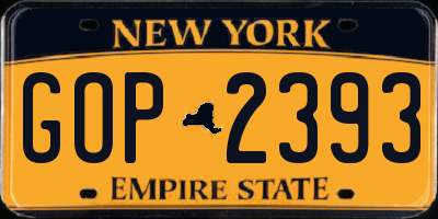 NY license plate GOP2393