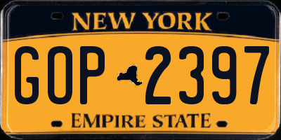 NY license plate GOP2397