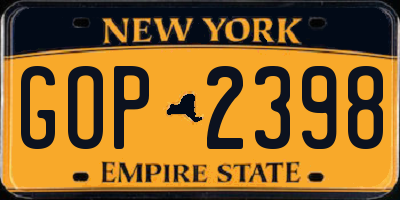 NY license plate GOP2398