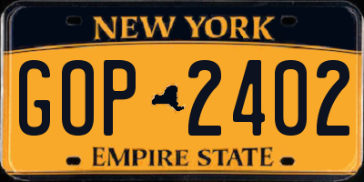 NY license plate GOP2402