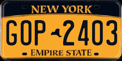 NY license plate GOP2403