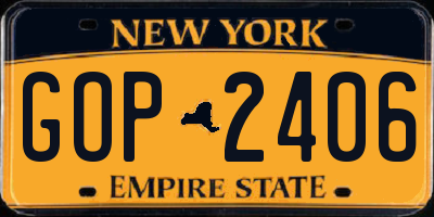NY license plate GOP2406