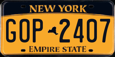 NY license plate GOP2407