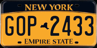 NY license plate GOP2433